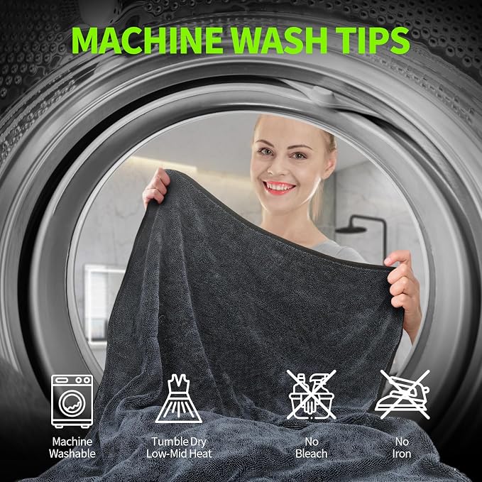 Ultra Absorbent Car Drying Towels with Storage Bag, Extra Large Microfiber Towels for Cars, (36" x 24") Drying Towels Car Detailing, Streak Free, No Water Spots, Scratch-Free, 3 Pack