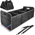 XL Car Trunk Organizer, 4 Compartments, 94L Capacity, Oxford Polyester 600D Material, Easy Fold and Store, Prevents Sliding | Rugged & waterproof large storage box. Features 94L capacity, 6 large mesh pockets & non-slip base for SUV, garage, camping