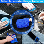 Car Wash Kit, Car Detailing Kit with Foam Gun, Car Wash Brush Mop and Large Folding Bucket Suitable for Car Cleaning, Blue Car Wash Set Gift for Men and Women