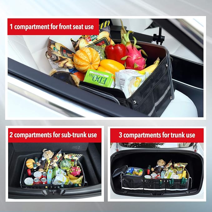 Farasla Waterproof Trunk Organizer with Insulated Leakproof Cooler Bag, Foldable Cover, Adjustable Securing Straps (Black)