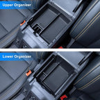 Double-Layer Tray Compatible with 2025 2026 Ford Bronco 4 Doors Automatic Transmission ONLY, Full Size Bronco 2PCS Console Organizer (Not for Manual Transmission & 2 Doors & Bronco Sport)