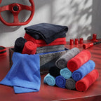 30 Pcs 16 x 16 Inch Edgeless Microfiber Plush Towels for Cars Detailing Drying Wash Polishing Absorbent Cleaning Cloths, 500 GSM (Blue, Light Blue, Black, Grey, Red)