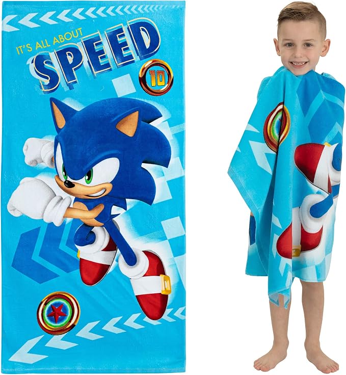Sonic The Hedgehog Recycled Polyester Beach Towel, 58 in x 28 in, Ready to Run Pattern