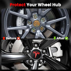 4 Pack Car Wheel Center Hub Cap Kit with 22 Lug Nut Covers, 2.2 in (56mm) Wheel Rim Covers Center Hubcaps with Emblem for Model 3 Y, Black & Red Gray & Silver Exterior Decoration for Tesla