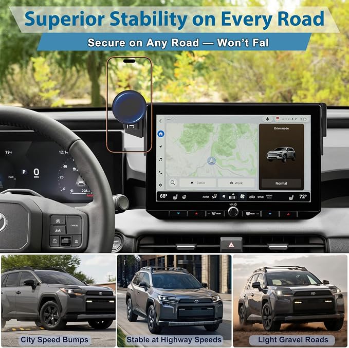 2026 RAV4 Car Phone Holder for Toyota RAV4 12.9-inch Touchscreen (XSE/Limited), 360° Rotation Phone Mount Compatible with MagSafe, No Vent Blocking, Exclusive Custom Fit for Toyota RAV4 Accessories