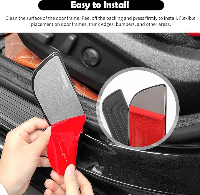 4PCS Car Door Edge Guards with 2.36" Width,Rubber Car Door Sill Protector for Doors Sills Anti-Scratch Protection,Universal Waterproof Doors Sill Protectors for Vehicles