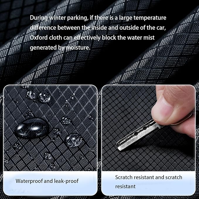 Windshield Cover for Ice and Snow, Winter Summer Sunshade with Thickened 600D Oxford Fabric, Universal Car Frost Shield Snow Cover Windshield Protector Yellow Earmuffs with Four Straps
