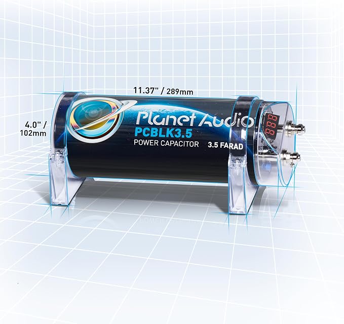 PCBLK3.5 Car Capacitor – 3.5 Farad, Energy Storage, Enhance Bass from Stereo, Warning Tones, LED Voltage Meter