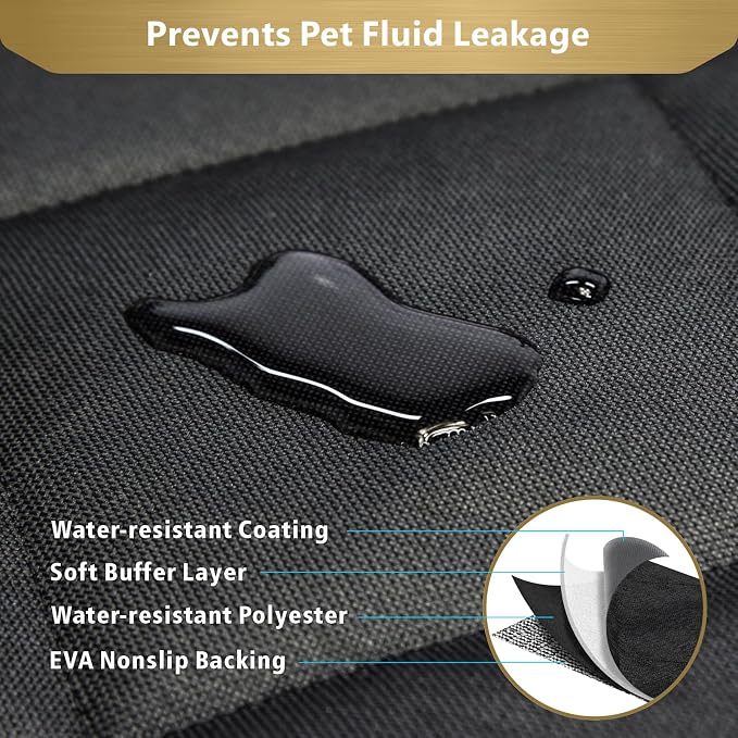 SUV Cargo Liner for Dogs, Heavy Duty Water Resistant Pet Cargo Cover Dog Seat Cover Mat for Mid-Size SUVs Sedans Vans with Bumper Flap Protector, Non-Slip, Standard Size Universal Fit, Black
