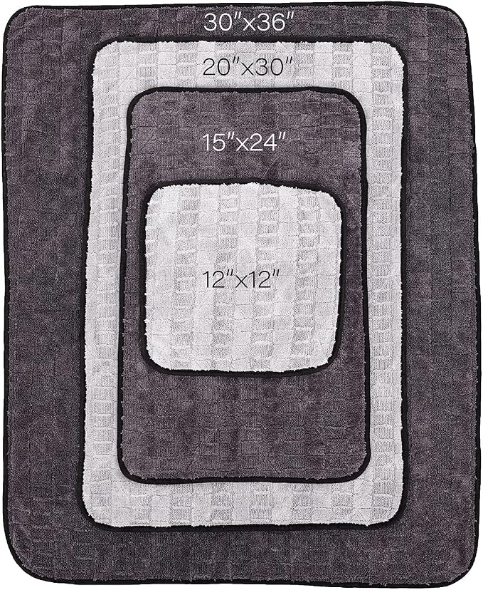 Gauntlet Car Drying Towel, Ultra-Absorbent 70/30 Blend Korean Microfiber, Dries Vehicles Faster Without Scratching, 900 GSM, 30x36 Inches, Ice Grey/Grey, 1-Pack