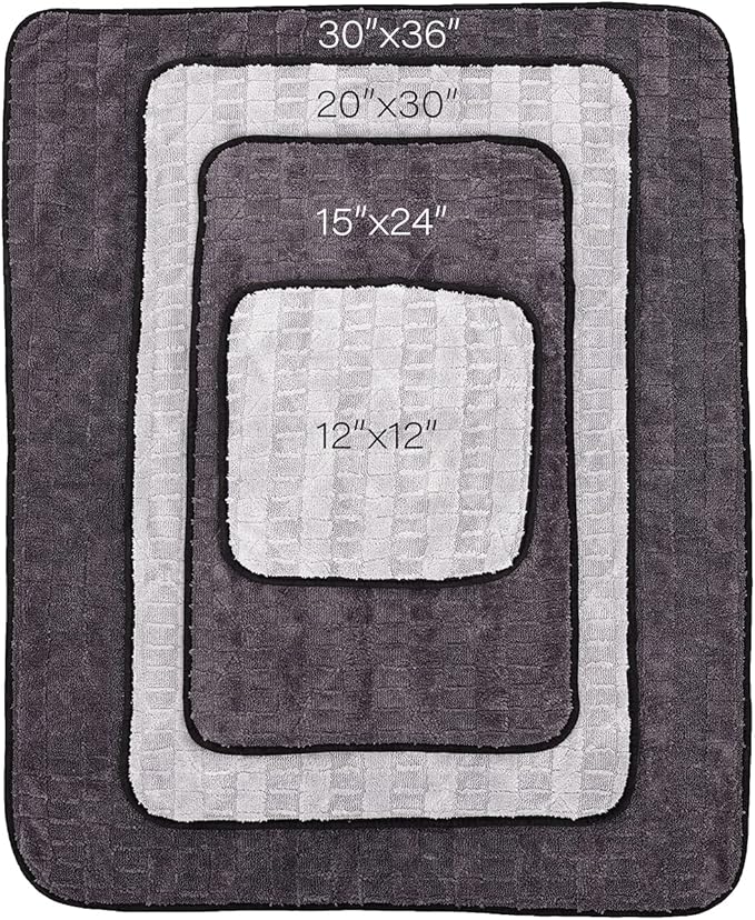 Gauntlet Car Drying Towel, Ultra-Absorbent 70/30 Blend Korean Microfiber, Dries Vehicles Faster Without Scratching, 900 GSM, 15x24 Inches, Ice Grey/Grey, 2-Pack