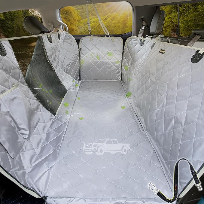 Truck Seat Cover for Dogs 100% Waterproof Back Seat Cover for Crew Cab Machine Washable X-Large Pet Hammock with Side Flap Against Dirt and Fur for Large SUV and Truck Dog Seat Protector