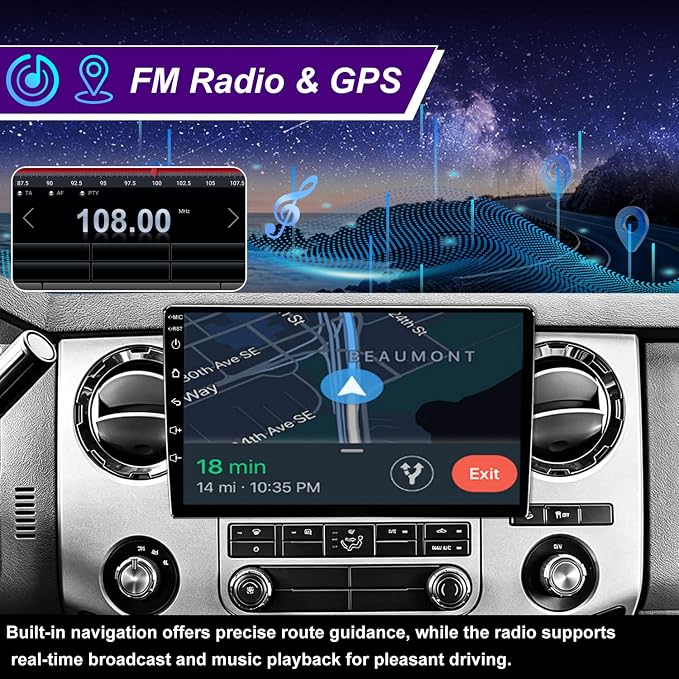 5GWiFi Upgrade Car Radio for Ford F150 2004-2008, F250 F350 F450 F550 2008-2016, E150/E250/E350 2009-2014, Expedition 2007-2014 10inch Touch Screen Stereo Carplay Android Auto GPS Navigation FM Camera