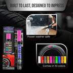 Color Tire Paint Pen - Waterproof Permanent Paint Pens for Car Wheels Lettering | Car Wash Safe and Durable | Made in Japan (Pink, 1 Pen)