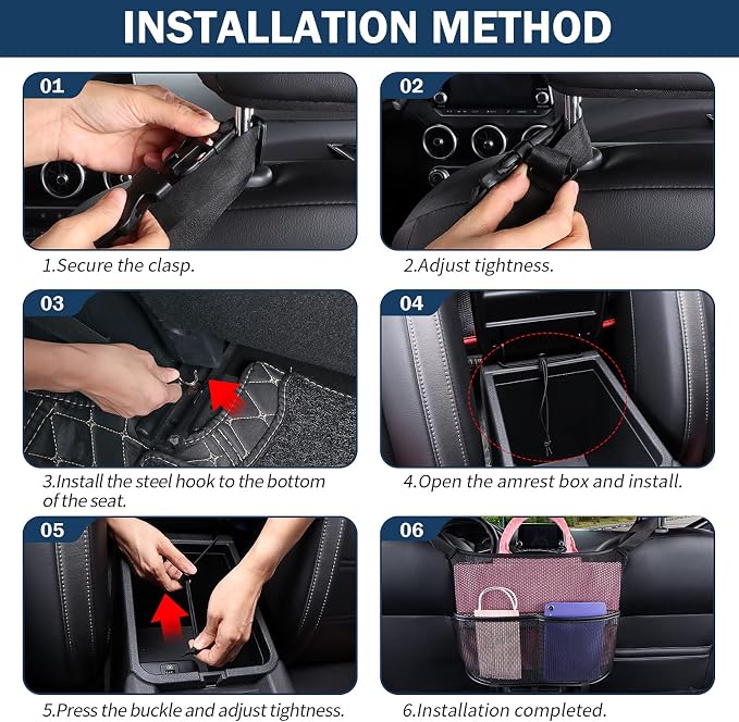 Car Seat Back Organizer - Large Capacity Storage for Purses, Handbags & Kids' Items - Black
