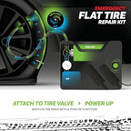 50139 Flat Tire Puncture Emergency Kit, Includes Sealant and Tire Inflator Pump, Analog, Suitable for Cars and Other Highway Vehicles, 10 Min Fix