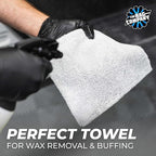 Creature Edgeless Auto Detailing Towels; Professional 70/30 Blend, Dual-Pile Plush Microfiber, Buffing & Polishing, 420gsm - 16in x 16in - Ice Grey - 10-Pack