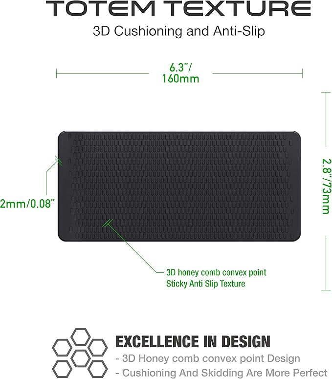 Car Dashboard Non Slip Mat, JIMISHA Anti Slip Pad, Anti Slide Sticky Dash Pad, Multifunctional Fixate Gripping Gel Pad for Radar Detector, Cell Phone, Keys, Glass, GPS, Coins 6.3x2.8 inch (4 Pack)
