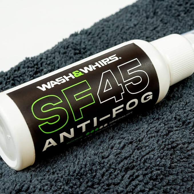 WASH&WHIPS SF45 Anti-Fog for Glass with Applicator Pad, Helps with Visibility on Windshields, Glass, Mirrors, Goggles, and Screens - 50ml