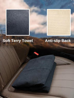 2PCS Terry Cloth seat Cover Universal Waterproof Car Sport Towel Seat Cushion Non-Slip Sweat-Absorbent Towel Cloth Suitable for Gym Workout, Universal Fit for Car SUV Van-Black