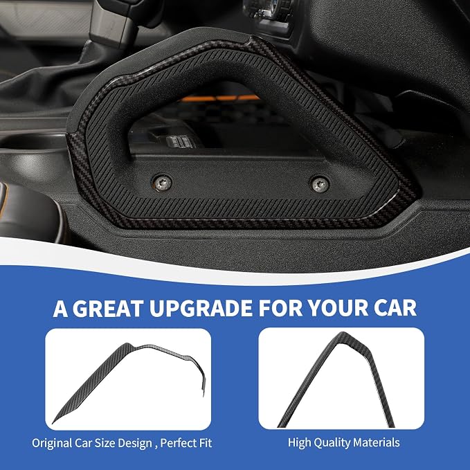 Center Console Dash Grab Handle Cover Trim Compatible with 2021-2024 Ford Bronco Interior Accessories, Carbon Fiber (Not for Bronco Sport)