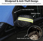 Windshield Cover for Pickup Trucks SUVs Sedans, Heavy Duty Waterproof All-Season Snow Ice Sun Protector, Universal Car Windshield Guard with Anti-Theft Side Flaps, Heat Shield, Blue