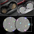 12 Pcs Bling Car Accessories Set for Women Car Floor Mats Full Set Steering Wheel Cover Seat Belt Covers Coasters Universal Fit Car SUV Truck Van Multicolor