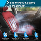 Paffenery 2026 Upgraded Cooling Car Seat Cover Front Seat, 12V-24V Ventilated Cooling Car Seat Cushion, Cooled Seat Cover for Car SUV Truck Universal Fit, Wine Red