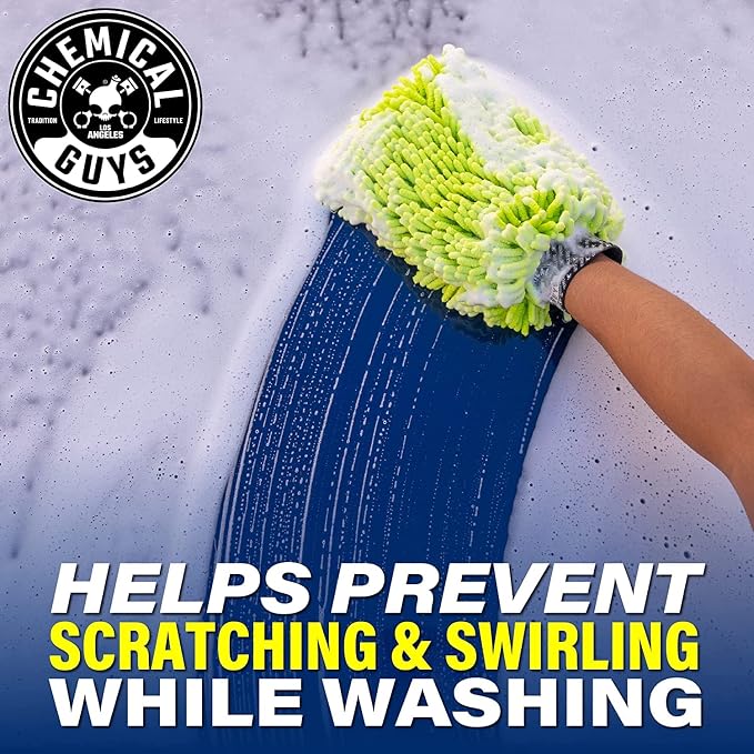 CWS_101_64M Car Wash Starter Bundle - Maxi-Suds II Foaming Car Wash Soap, 64 oz (Half Gallon), Cherry Scent + Green Chenille Wash Mitt (2 Items) Works on Cars, Trucks, SUVs, RVs & More