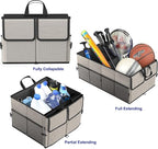 Foldable Car Trunk Organizer for SUV, 3-Compartment, Gray | with Removable Divider, Side Pockets and Securing Straps