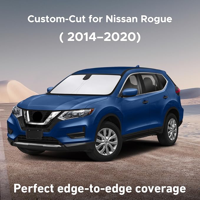 Windshield Sunshade Compatible for Nissan Rogue (NOT for Rogue Sport) 2014-2018 2019 2020, Sun Visor for Front Window Sun Shade Cover, UV Heat Blocker & Protector, Car Accessories