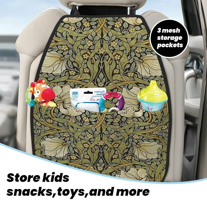 Pimpernel William Morris Car Seat Back Kick Protectors Kick Mats With Storage Pockets For Vehicles To Protect From Dirt Mud Scratches 2 Pack