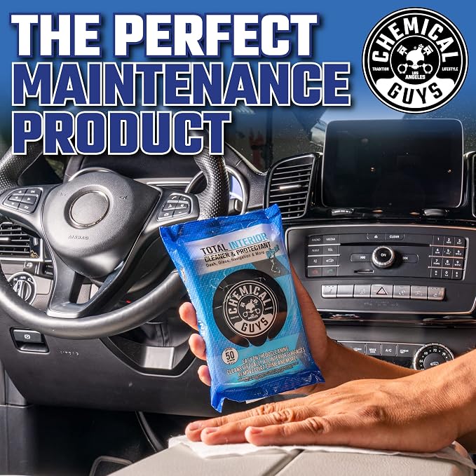 Total Interior Cleaner & Protectant Wipes – 50 Pack Multi Surface Car Interior Cleaning Wipes for Dashboards, Doors and Seats – Safe for Trucks, SUVs, RVs and Home Use