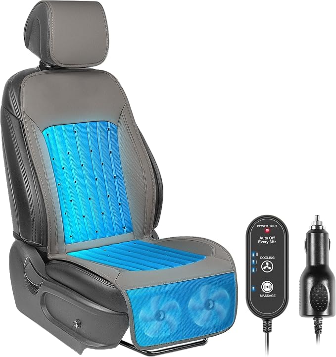 Paffenery 2026 Upgraded Cooling Car Seat Cover Front Seat, 12V-24V Ventilated Cooling Car Seat Cushion, Cooled Seat Cover for Car SUV Truck Universal Fit, Stone Grey
