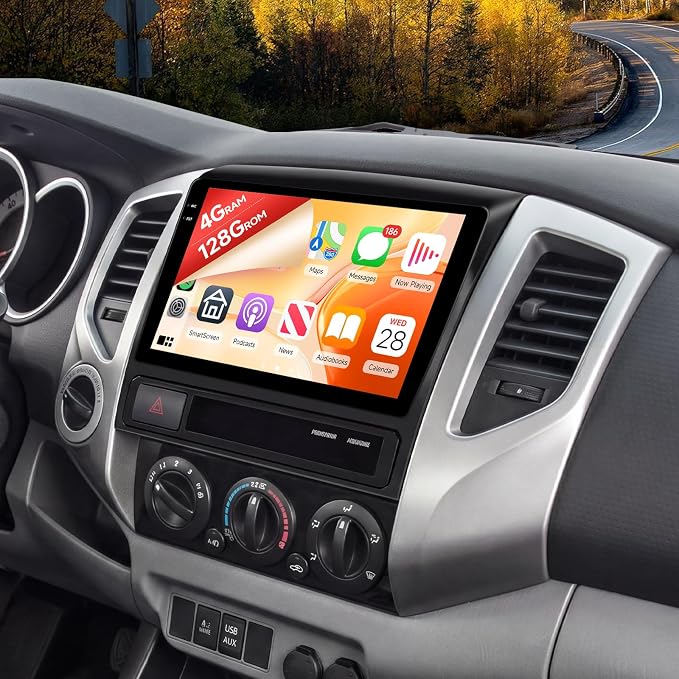 5Ghz WiFi 4G+128G Android 15 Radio for Toyota Tacoma 2005-2015 Car Stereo with Wireless Carplay Android Auto,5.0 Bluetooth,Build-in EQ,9inch IPS Touchscreen,GPS,FM/RDS Support J-B-L & Big Screen