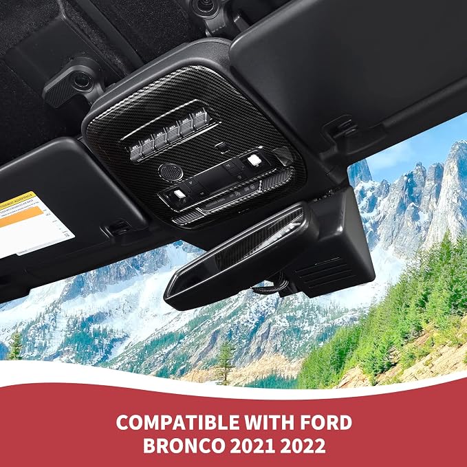 for Bronco Front Reading Light Panel Trim Cover Compatible with 2021-2025 Ford Bronco Carbon Fiber Interior Accessories 2-Door 4-Door (with AUX Switches)