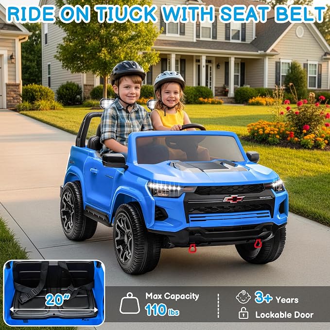 24V Licensed Colorado Electric Car for Kids, Ride on Toys for Toddlers with Remote Control, 2 Seater Electric Car Ride On Vehicle w/Bluetooth, Soft Start, LED Lights - Blue