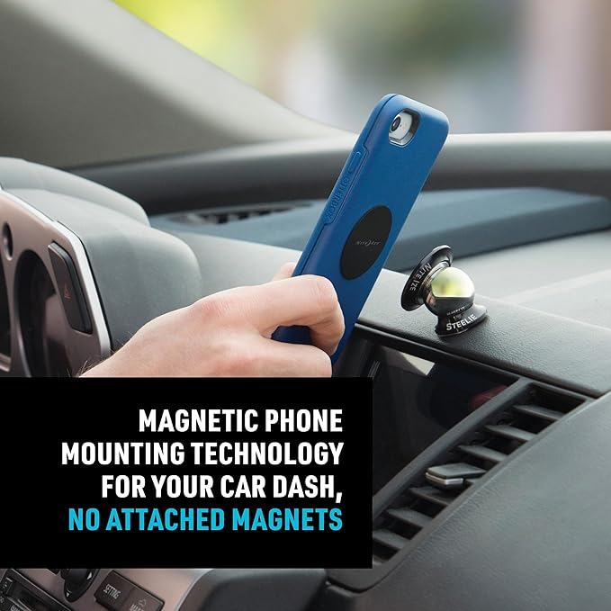 Steelie Orbiter Dash Kit - Metal Plate Attaches to Exterior of Charger - Dashboard System with Magnetic Socket, Dash Mount & Metal Plate - Orbiter