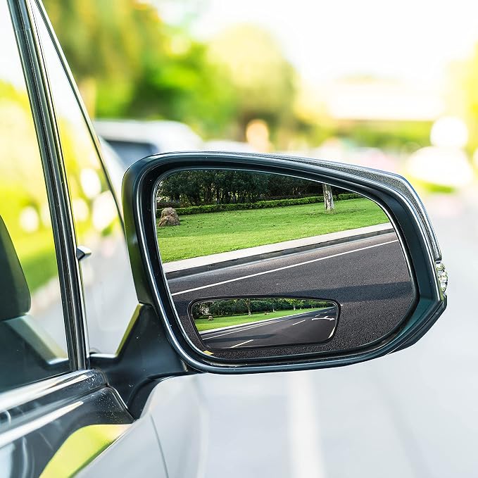 Performore 2 Pack of Blind Spot Car Mirrors, Adjustable HD Glass Convex Rear View Wide Angle Blindspot with Self Adhesive Back for Universal Vehicles (Rectangular)