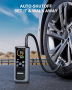 GT160 DUAL Tire Inflator Portable Air Compressor, 4X Faster Dual Cylinder & Upgraded Color LED Screen Portable Air Pump for Car Tires, Auto Shut-off Electric Bike Tire Pump with Pressure Gauge