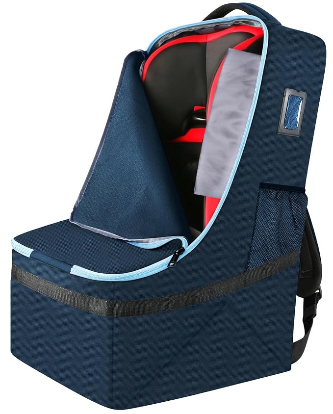 Padded Carseat Travel Bag, Car Seat Travel Cover Backpack with Shoulder Straps, Gate Check Car Seat Bag, Baby Airplane Travel Essentials