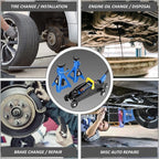 DNA Motoring 2 Ton Car Jack and Stands Kit 2T(4000 lbs) Capacity Low Profile Hydraulic Trolley Service/Floor Jack with 2 Ratchet Stands Combo for Home Garage Shop, Blue, TOOLS-00476