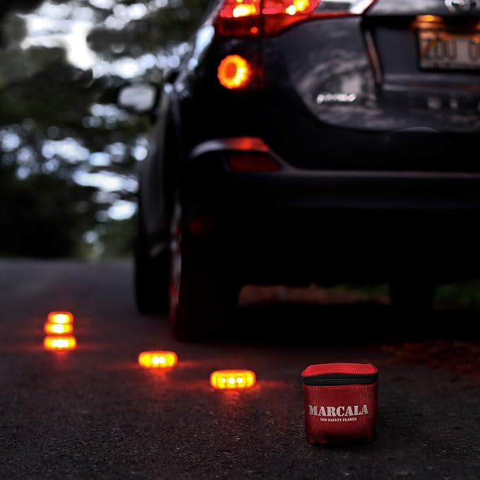 3‑Pack LED Road Flares | DOT Compliant Emergency Lights for Vehicles with Batteries, Whistle & Case | Flares Emergency Road | Emergency Flares | Perfect For Gifting or Everyday Roadside Safety