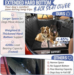 Back Seat Extender for Dogs Truck-Large Space, Hard Bottom Dog Pet Seat Cover Back Seat, Waterproof Dog Hammock for Crew Cab Trucks F150, RAM1500, Sierra, Tundra, Silverado, Black