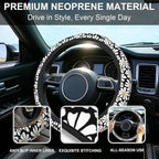 Daisy Steering Wheel Cover for Women Girly,White Daisy Flower 15 Inch Non-Slip Breathable Neoprene Steering Wheel Cover Fit Auto,SUVs,Includes 2 PCS Cup Coasters