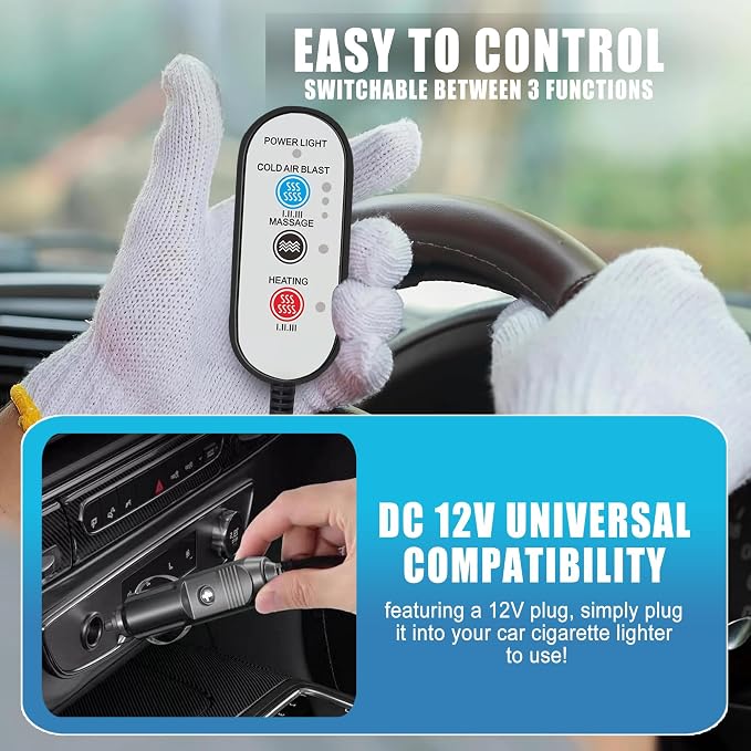 2026 Upgraded Summer Cooling Seat Cover Front Seat, 12V Ventilated Cooling Car Seat Cushion with Massage, Winter and Cooling Seat Cover for Car SUV Truck Universal Fit (Summer,Winter,Massage-1)
