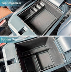 for 2022-2026 Ford Maverick Center Console Organizer Tray Accessory | for 2022-2026 Maverick Armrest Trays Storage Box Coin Holder Maverick Truck Accessories, 2-Pack (Black Trim)