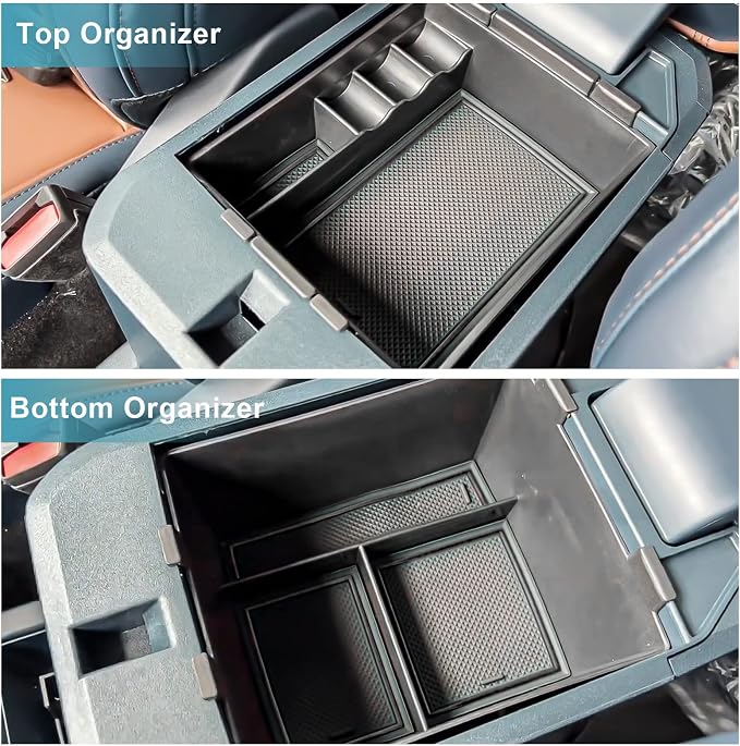 for 2022-2026 Ford Maverick Center Console Organizer Tray Accessory | for 2022-2026 Maverick Armrest Trays Storage Box Coin Holder Maverick Truck Accessories, 2-Pack (Black Trim)