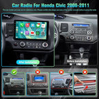 8-Core 4+64GB Upgrade Car Radio for Honda Civic 2006 2007 2008 2009 2010 2011 Stereo with Carplay Android Auto, 10.1" Touch Screen for Civic with GPS/WiFi/BT/FM/SWC + MIC + Backup Camera