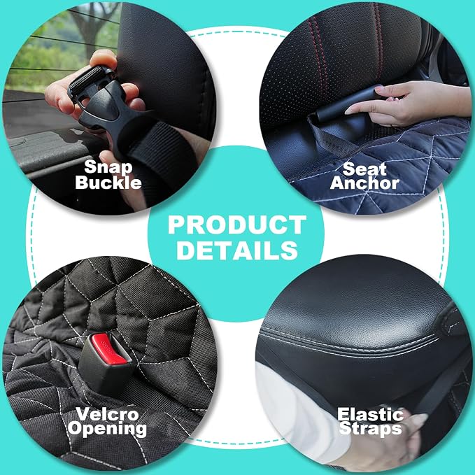 Dog Car Seat Cover for Back Seat, Waterproof Non-Slip Bench Protector for Dogs & Kids, Durable 600D Scratch Proof Seat Cover for Hair, Scratches, Travel and Daily Use in Full Size SUVs